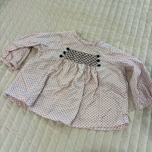 First Impressions Pink and Brown Baby Blouse 6 to 9 Month